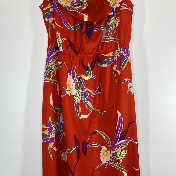 Vintage Hilo Hattie Red Ruffle Hawaiian Maxi Dress Size Small #658 - Picture 3 of 10